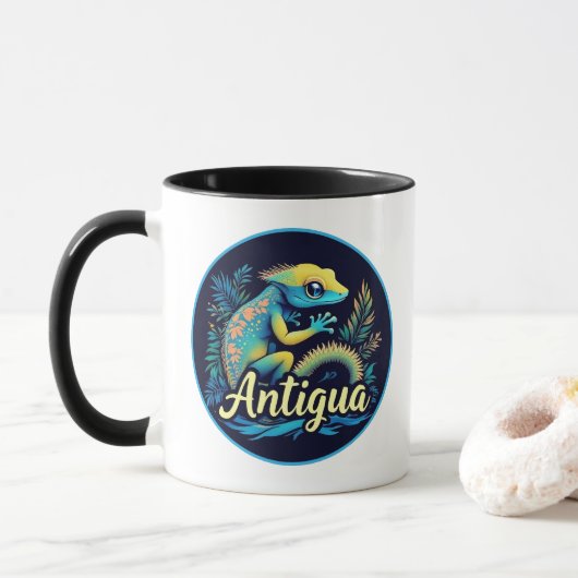 Antigua Island Caribbean Gecko Tasse (Mit Donut)