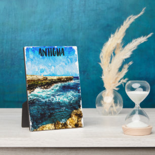 Antigua Karibik Insel Tropische Wasserfarbe Fotoplatte