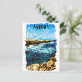 Antigua Karibik Insel Tropische Wasserfarbe Postkarte (Stehend Vorderseite)