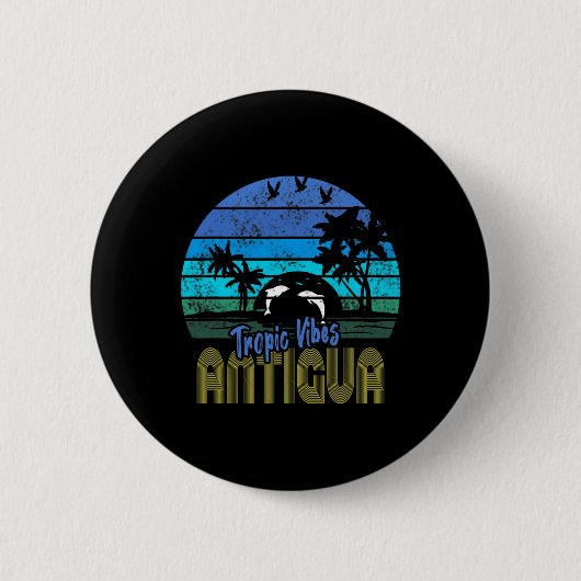 Antigua karibische Strandferien-Souvenir Button (Vorderseite)