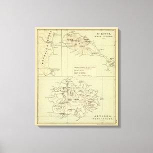 Antigua Lithographed Map Leinwanddruck