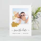 Antigua Map Foto Wedding Save the Date Card (Stehend Vorderseite)