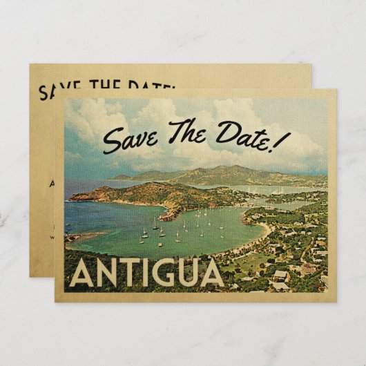 Antigua Save the Date Vintage Postkarten (Vorne/Hinten)