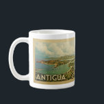 Antigua Tasse Vintage Travel<br><div class="desc">Antigua Design im Vintage Travel Stil mit einer tropischen Insel Szene mit Ozean und blauem Himmel.</div>