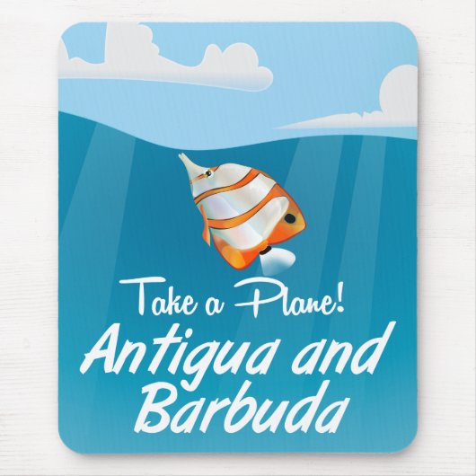 Antigua und Barbuda Ferien Poster Cartoon. Mousepad (Vorne)