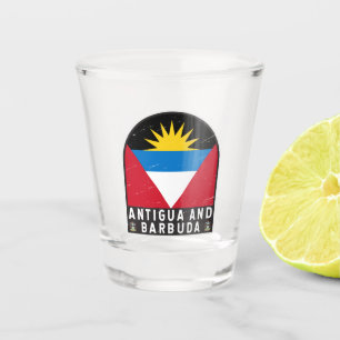Antigua- und Barbuda-Flaggenemblem gestört Vintag Schnapsglas