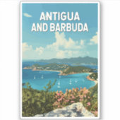 Antigua und Barbuda Illustration Art Retro Aufkleber (Vorderseite)