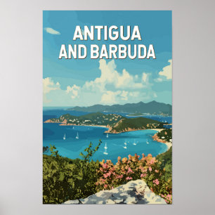 Antigua und Barbuda Illustration Art Retro Poster