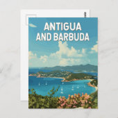 Antigua und Barbuda Illustration Art Retro Postkarte (Vorne/Hinten)