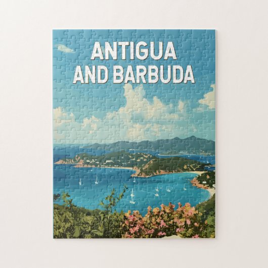 Antigua und Barbuda Illustration Art Retro Puzzle (Vertikal)