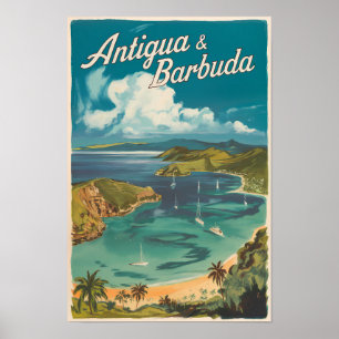 Antigua und Barbuda Malerische Reise Kunst Vintage Poster