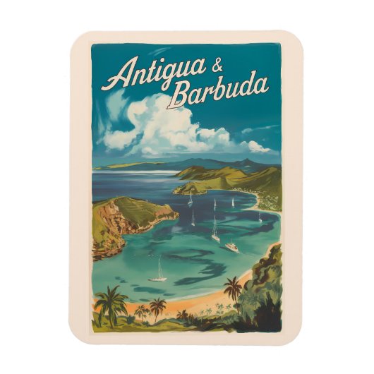 Antigua und Barbuda Painterly Travel Art Vintag Magnet (Vertikal)