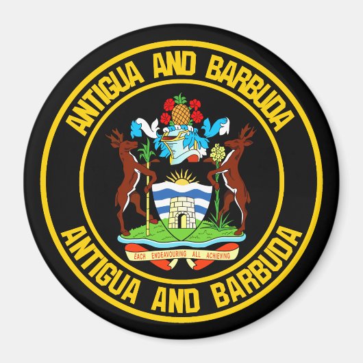 Antigua und Barbuda RundEmblem Magnet (Vorne)