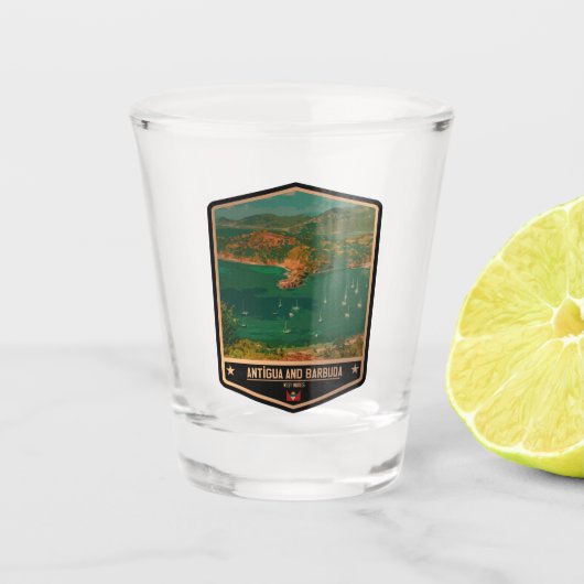 Antigua und Barbuda Schnapsglas (Vorderseite)
