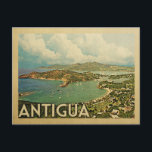 Antigua Vintage Travel Postkarte<br><div class="desc">Antigua Design im Vintage Travel Stil mit einer tropischen Insel Szene mit Ozean und blauem Himmel.</div>