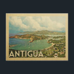 Antigua Vintage Travel Postkarte<br><div class="desc">Antigua Design im Vintage Travel Stil mit einer tropischen Insel Szene mit Ozean und blauem Himmel.</div>