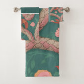 Antiguan Racer Snake Pastel farbiges Muster Badhandtuch Set (Insitu)