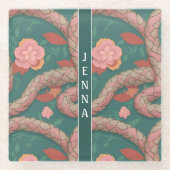 Antiguan Racer Snake Pastel farbiges Muster Glasuntersetzer (Vorderseite)