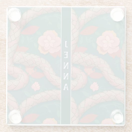 Antiguan Racer Snake Pastel farbiges Muster Glasuntersetzer (Rückseite)