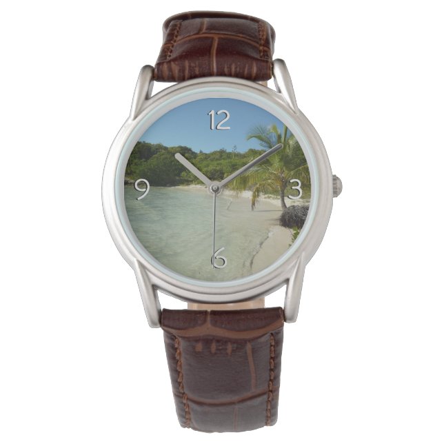 Antiguan Strand Schöne tropische Landschaft Armbanduhr (Vorderseite)