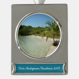 Antiguan Strand Schöne tropische Landschaft Banner-Ornament Silber