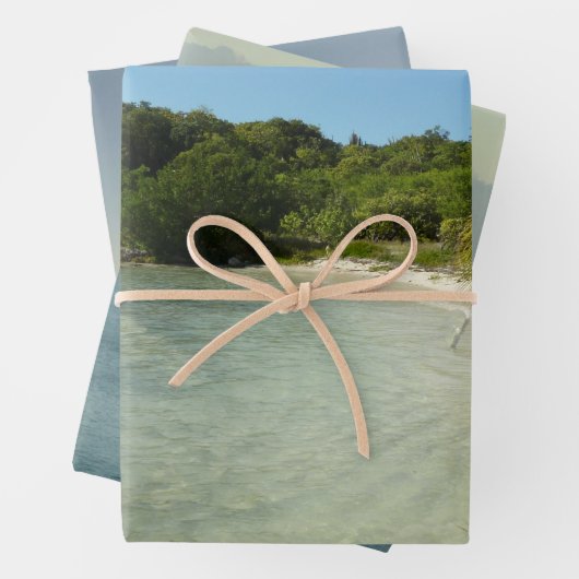 Antiguan Strand Schöne tropische Landschaft Geschenkpapier Set (Beispiel)