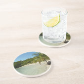 Antiguan Strand Schöne tropische Landschaft Sandstein Untersetzer (Seite)