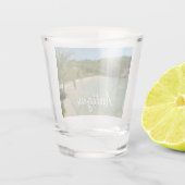 Antiguan Strand Schöne tropische Landschaft Schnapsglas (Rückseite)