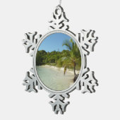 Antiguan Strand Schöne tropische Landschaft Schneeflocken Zinn-Ornament (Rechts)