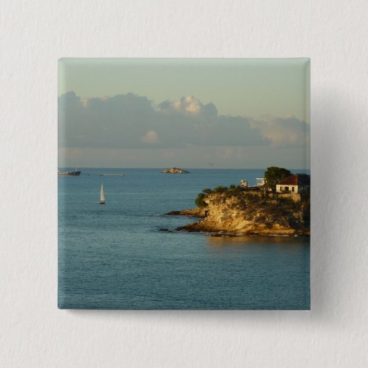 Antiguanische Küste Schöne Insel Seascape Button (Vorderseite)