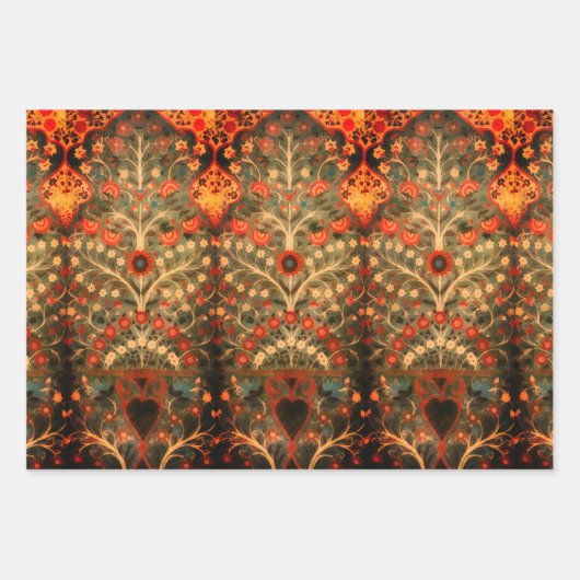 Antiindische Textilgestaltung Geschenkpapier Set (Vorderseite 2)