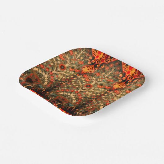 Antiindische Textilgestaltung Pappteller (Gewinkelt)