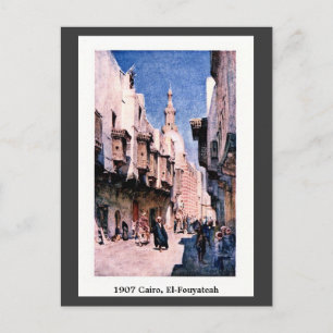 Antik 1900 Kairo Ägypten El-Fouyateah Straße Postkarte