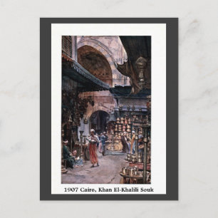 Antik 1900 Kairo Ägypten Khan El-Khalili Souk Postkarte