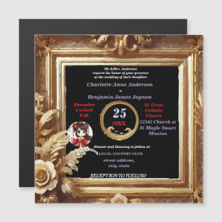 Antik 3D Golden Floral Botanischer Rahmen Magnetkarte