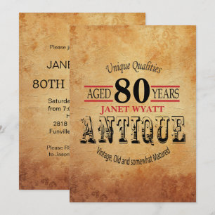Antik 80. Geburtstag Einladung