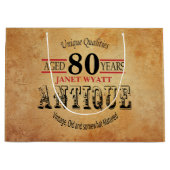 Antik 80. Geburtstag Große Geschenktüte (Vorderseite)