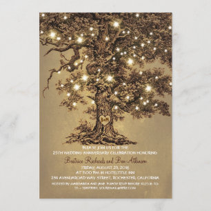 antik alte Eiche rustikale Hochzeit Jubiläum Einladung