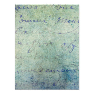 Antik Blau Französisches Schrift Pergamentpapier Fotodruck