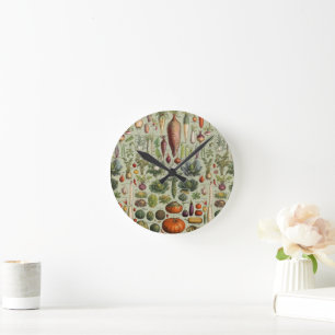 antik botanische französische Garten Gemüse Runde Wanduhr