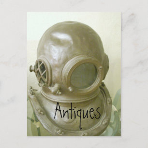 Antik-Briefkarte Vintage-Tauchhelm Postkarte