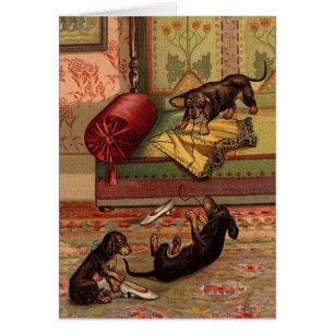 Antik - Drei unartige Dachshunde,
