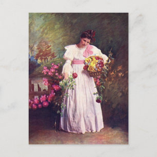 Antik - Frau im Garten Postkarte