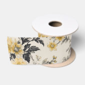 antik gelbe Blumen Schleife  Satinband (Spule)
