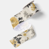 antik gelbe Blumen Schleife  Satinband (Rückseite)