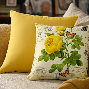 antik gelbe Rosen Kissen