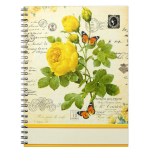 antik gelbe Rosen Notizblock