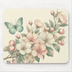 Antik gestalteter floraler/frühlingshafter Schmett Mousepad