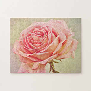 Antik gestaltetes rosa Rosen-Kunstpuzzle Puzzle