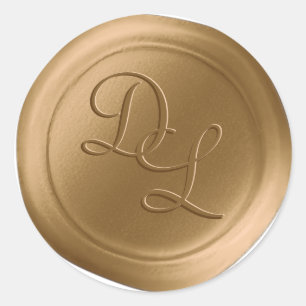 Antik Gold 2 Letter Monogram Wachs Siegel Stickers